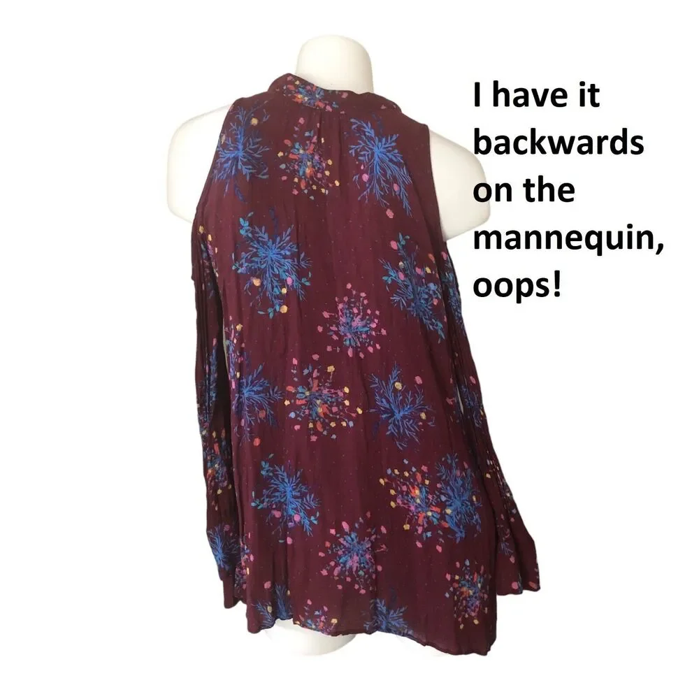 Free People Kaleidoscope Dream Tunic Top Blouse Micro Mini Dress S Cold Shoulder
